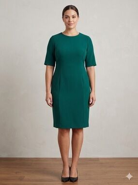 J.Crew Green Sheath Dress Sz 12 Knee Length Work Minimal Classic